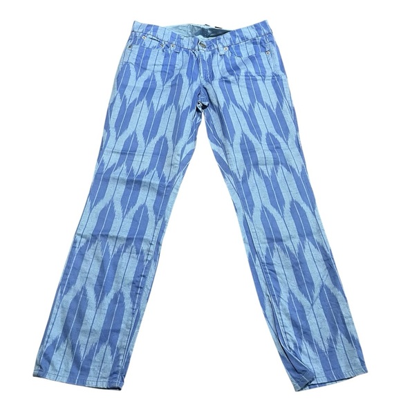 J. Crew Blue Straight Leg Jeans IKAT pattern Size 29 Summer Western - Picture 1 of 6